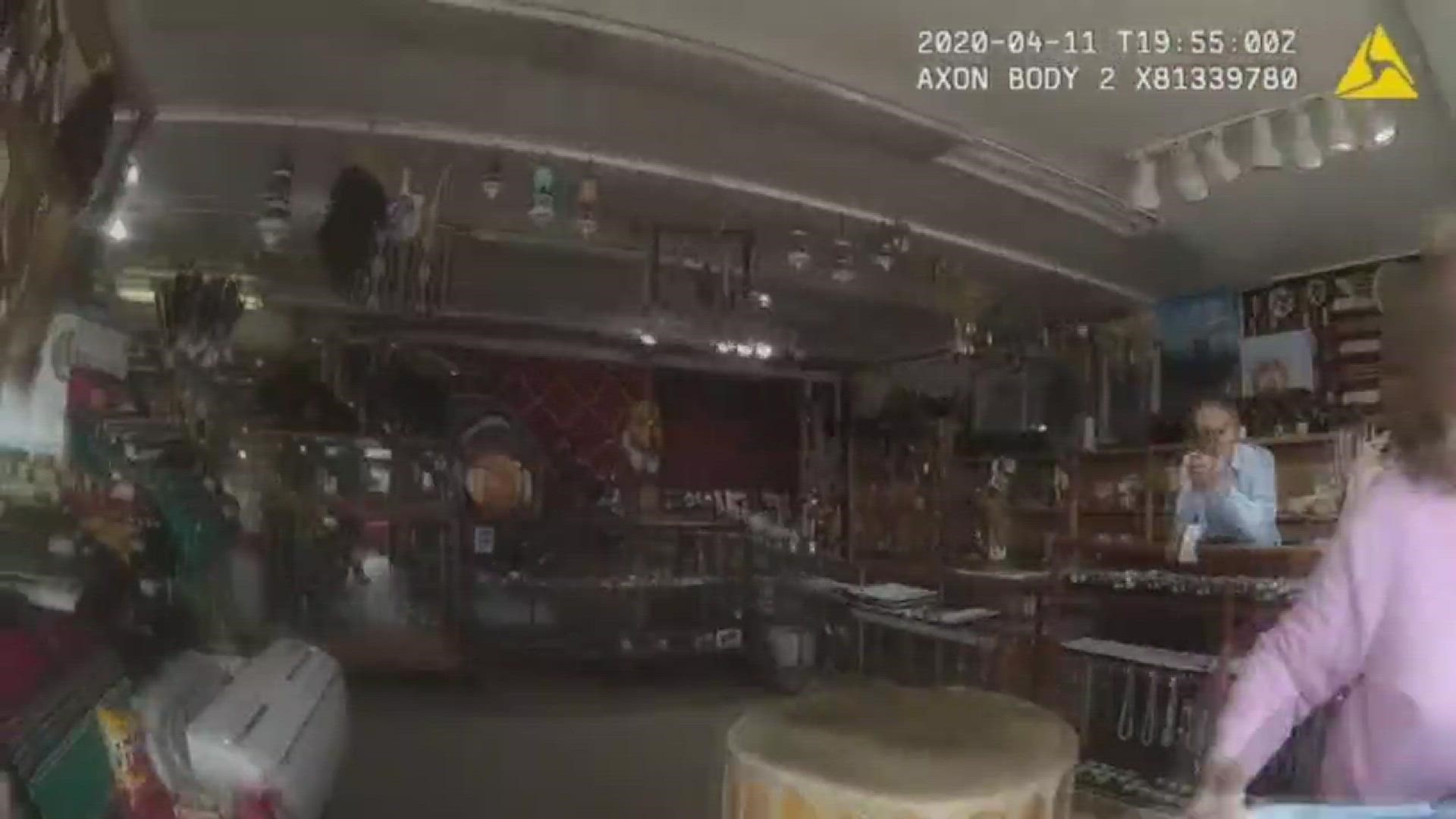 Winslow police released body camera footage of them citing a man for keeping a non-essential business open during the pandemic.