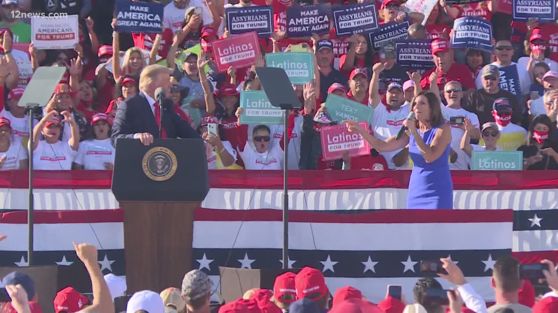 President Trump gave his points for reelection and called Sen. Martha McSally to give her speech within a minute.