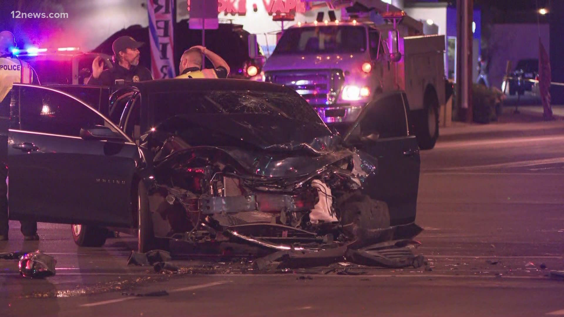The crash between two cars happened at 19th Avenue and Greenway Road.