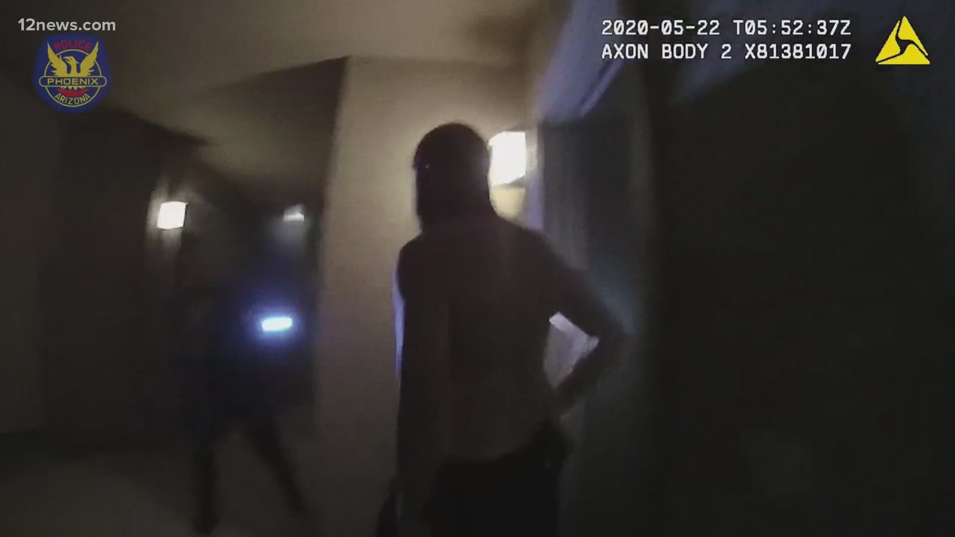 Newly released police video shows the moments officers shot and killed Ryan Whitaker back in May during a domestic disturbance call.