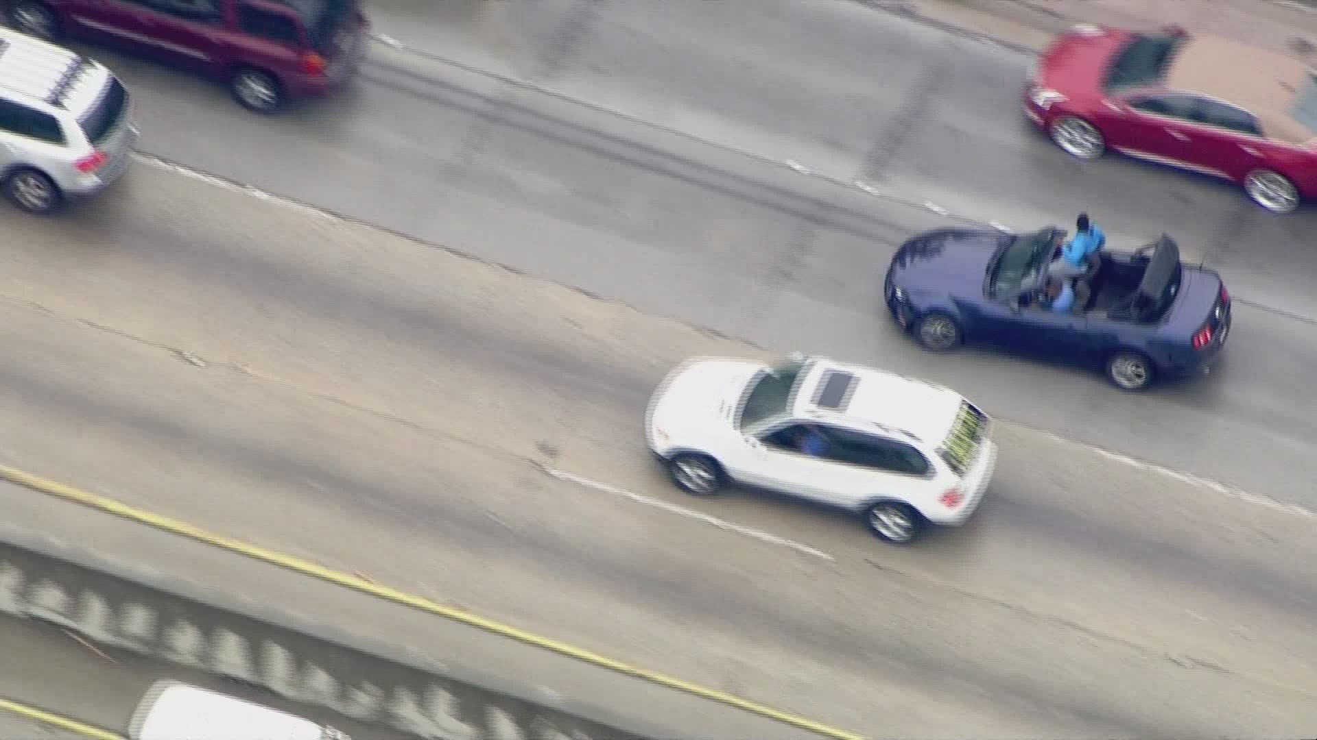 Suspects in a California car chase ran into a TMZ tour bus on the highway