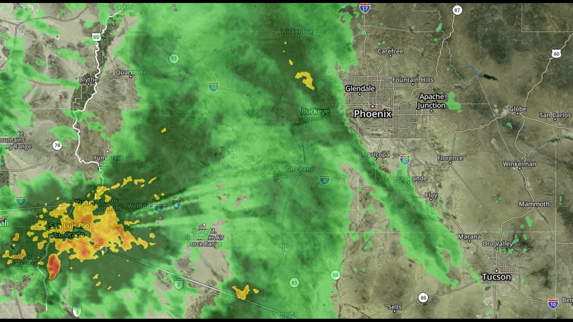 Rainfall in Arizona expected to continue on Monday