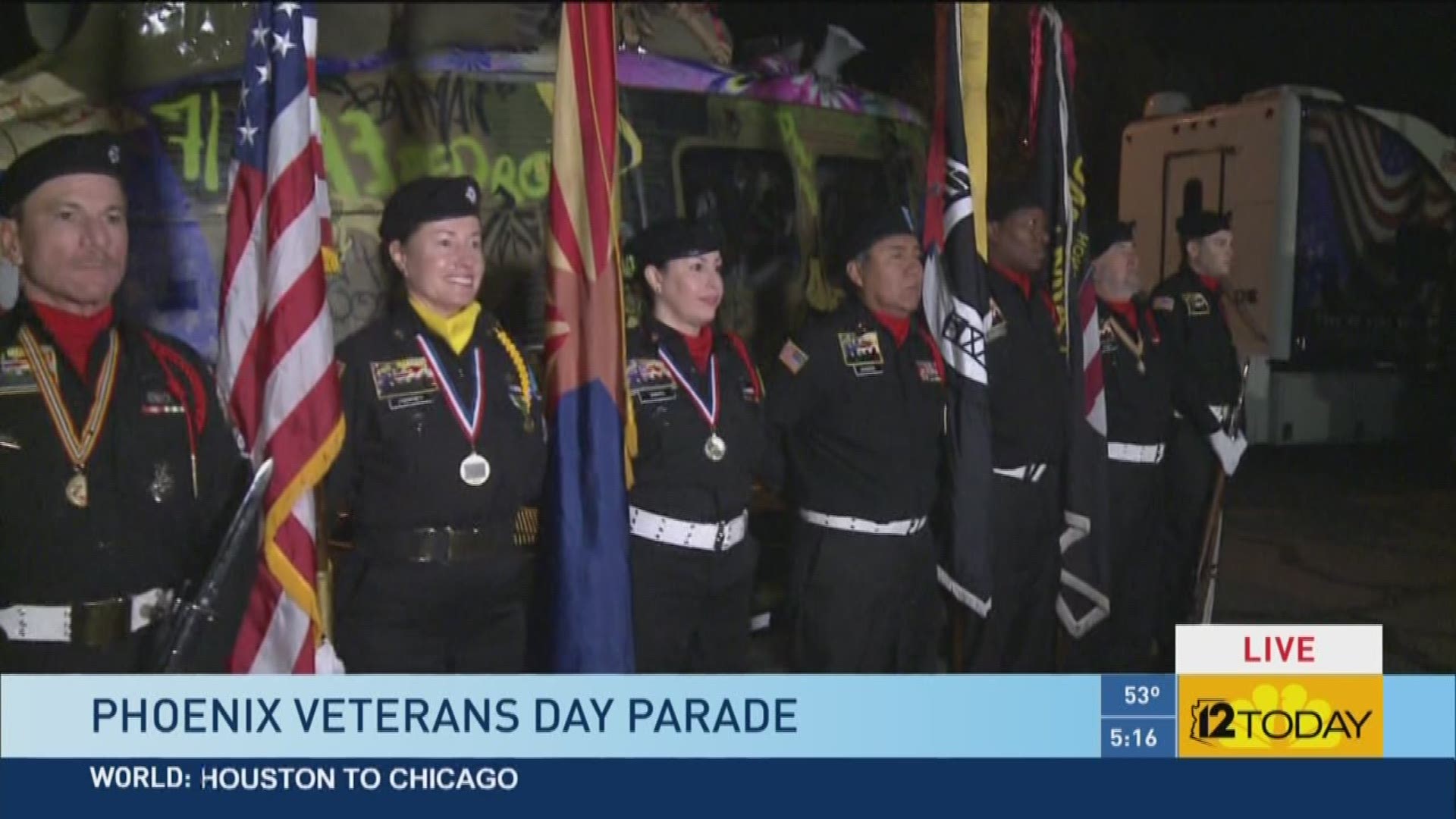 Jimmy Q talks to POW MIA KIA Honor Guard and 8th year at Phoenix Veterans Day Parade