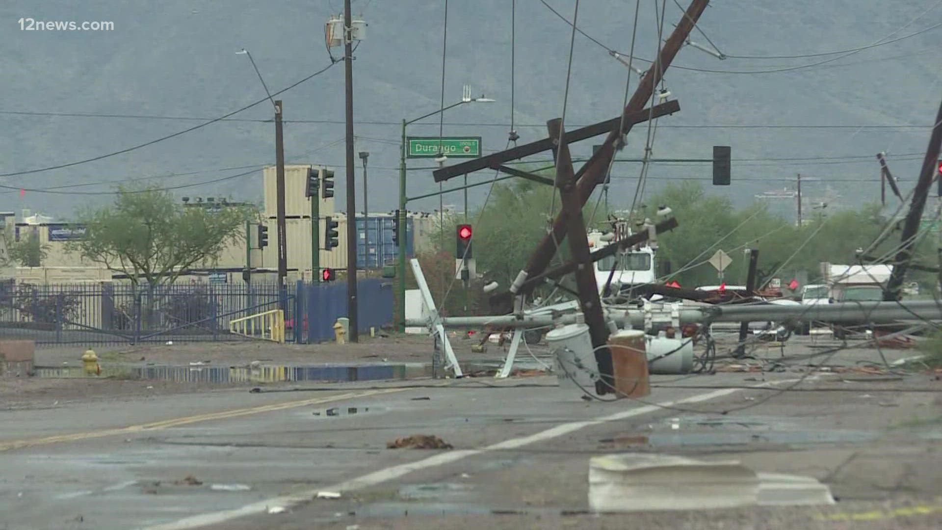 Nearly 2,000 residents experienced power outages in Metro Phoenix after strong storms knocked down power lines.