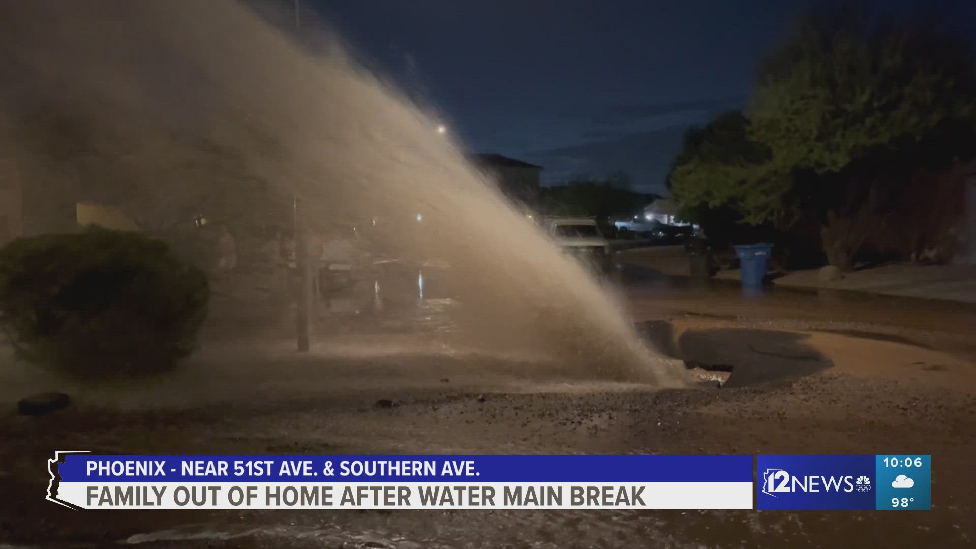 A water main break has forced a Phoenix family out of their home.