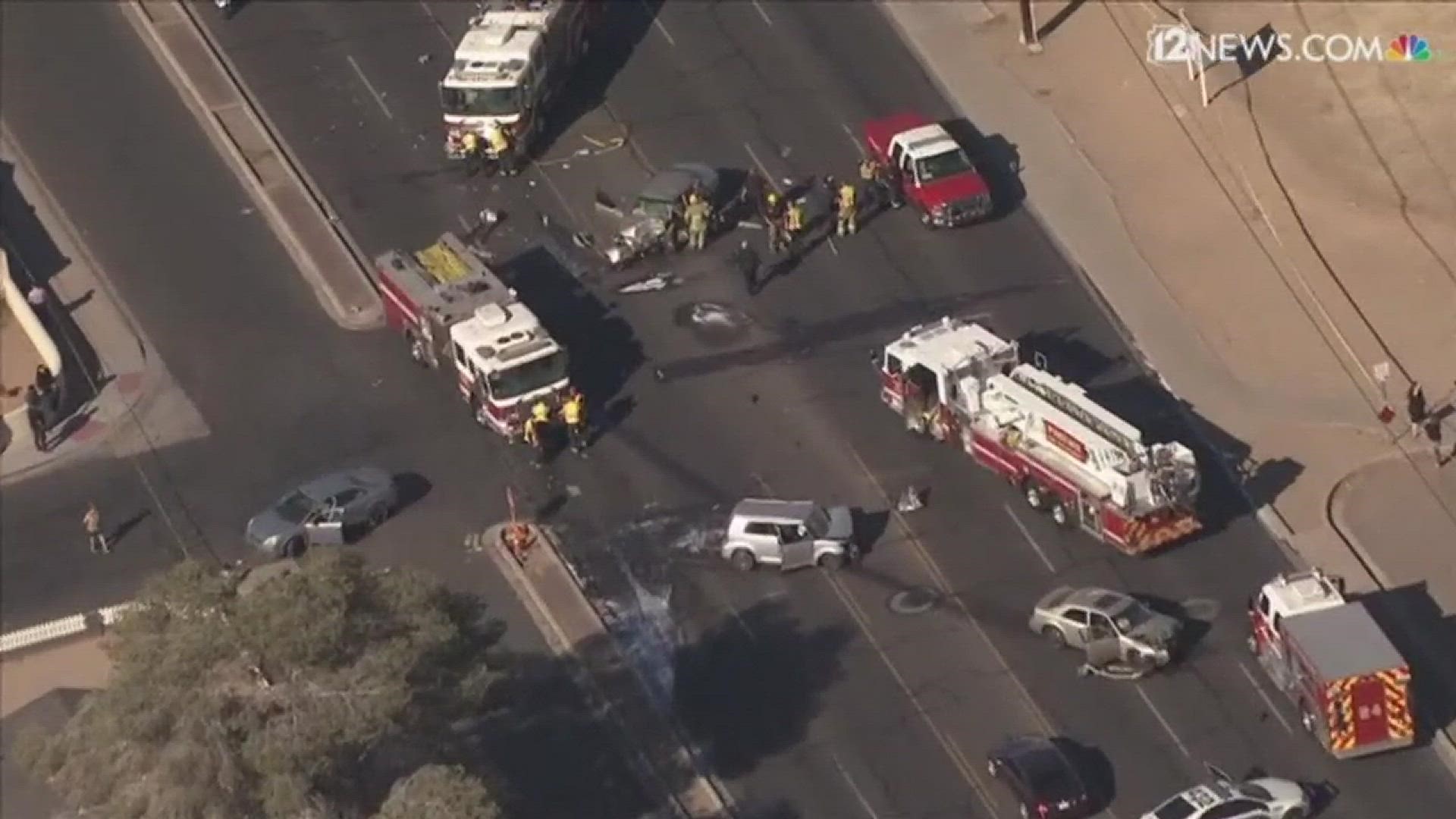 Five people were transported to hospitals after a deadly multi vehicle crash at 67th Avenue and Thomas Road in Phoenix.