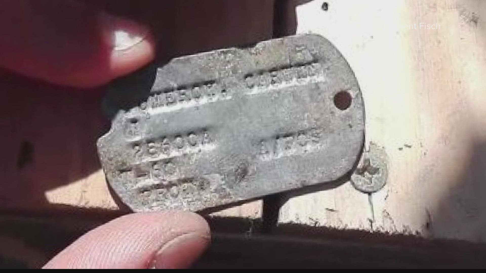 A small piece of a Mesa veteran's history has been unearthed across the Atlantic Ocean. Carwin Pomeroy's dog tags were found buried in a yard in France.