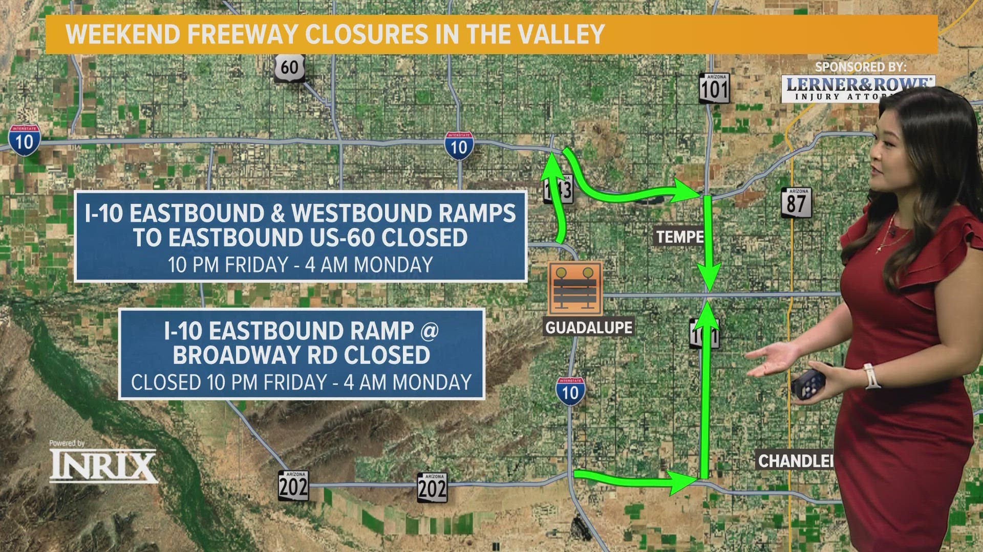 Freeway closures in the Valley from Sept. 15 to Sept. 17.