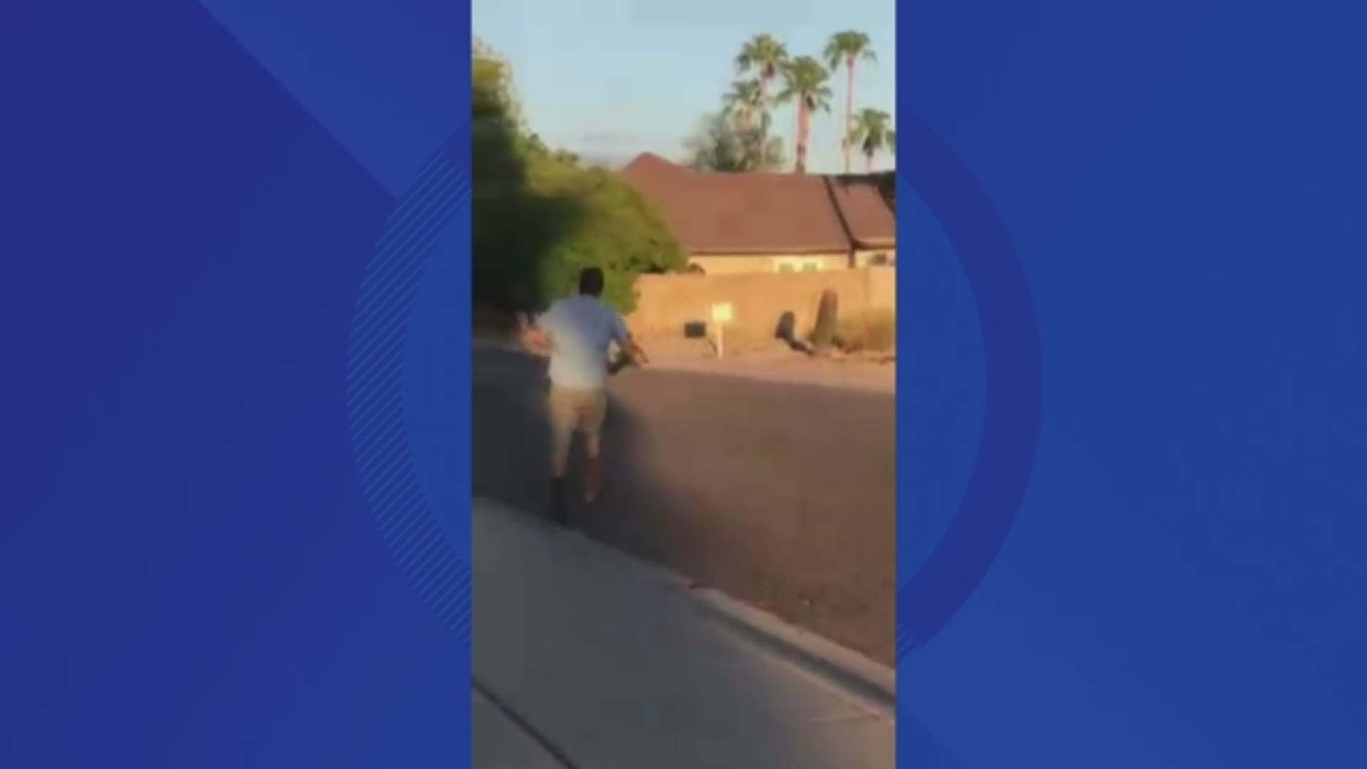 Video from one of the neighbors shows the coyote running down the street with the dog in its mouth as a neighbor sprints after it. The dog is OK.
