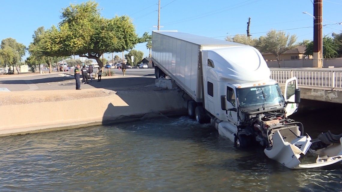 Semi Truck Crashes Into Valley Canal