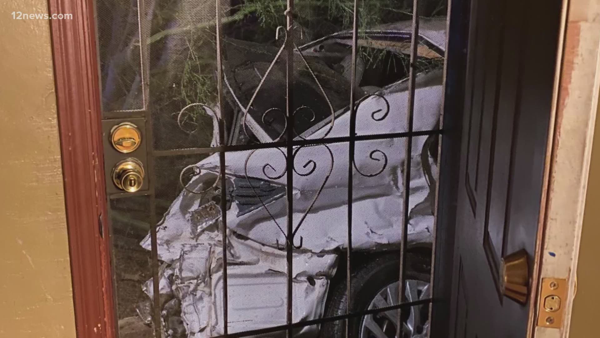 It's unknown what caused the driver to careen off the road and into the residence but the family is hoping insurance will help pay for the damage.