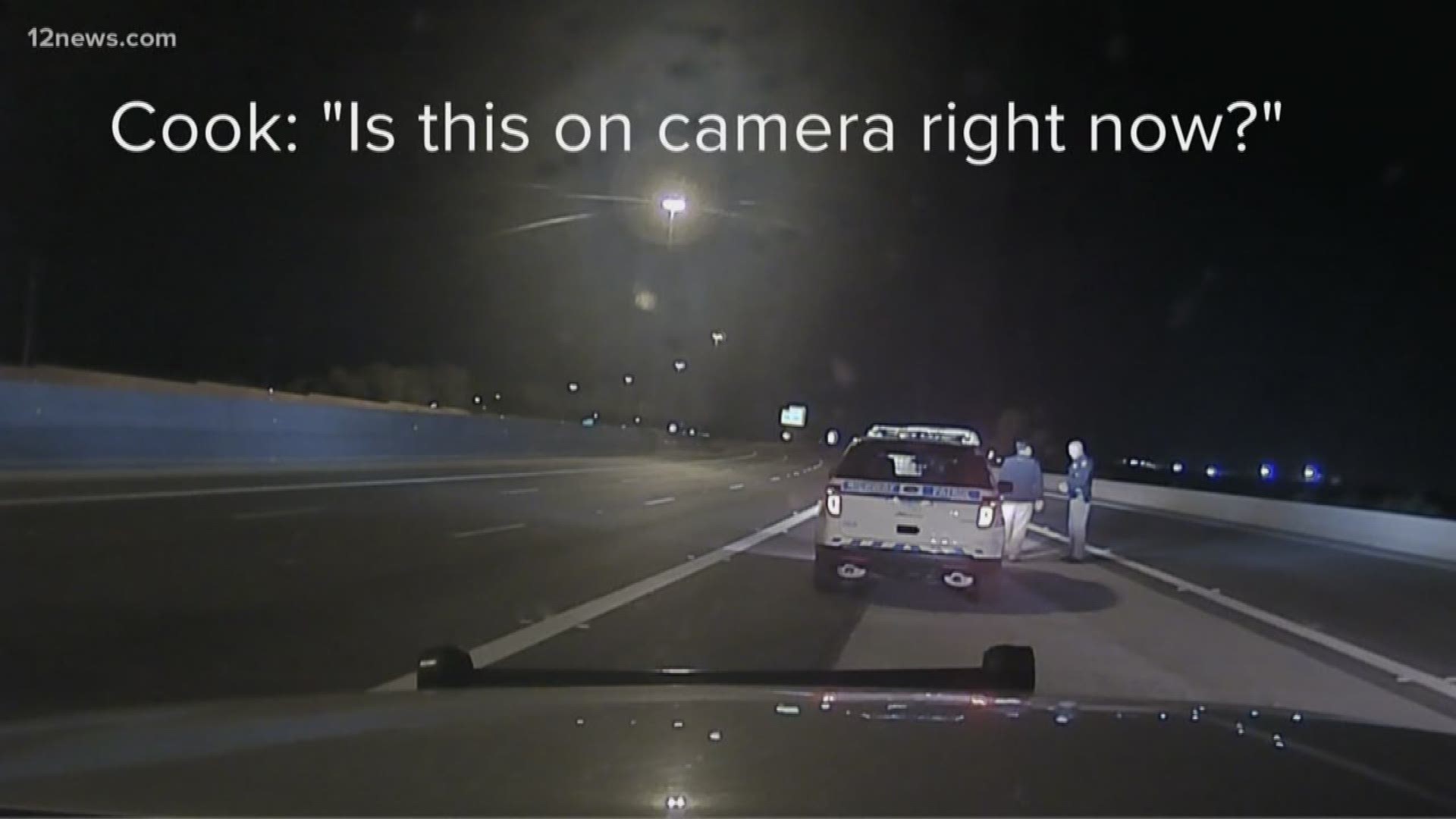 The video and audio shows Arizona Rep. David Cook undergoing a field sobriety test.