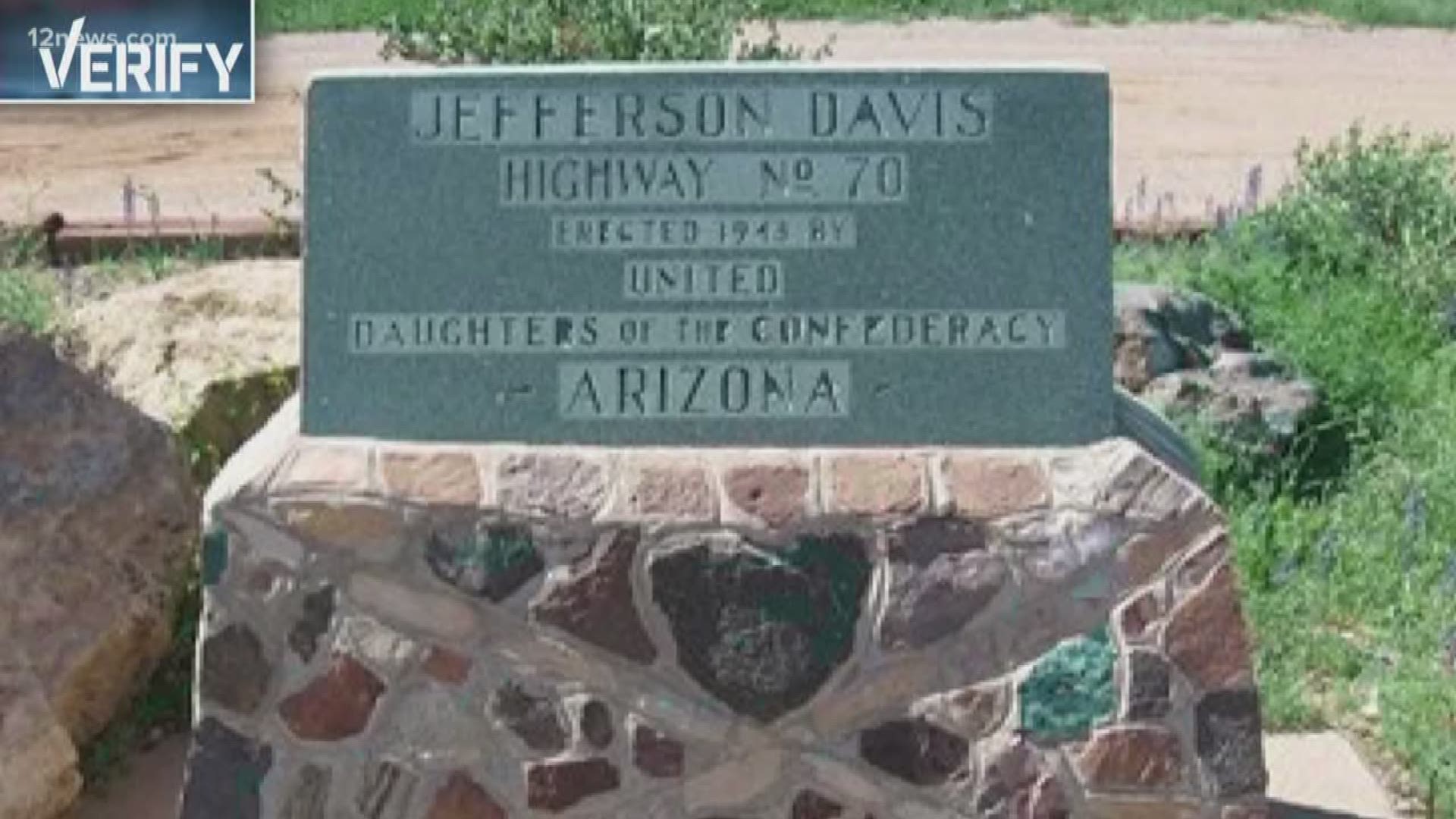ADOT says the Jefferson Davis Highway no longer exists and it was never granted historic status, so who owns the monument?