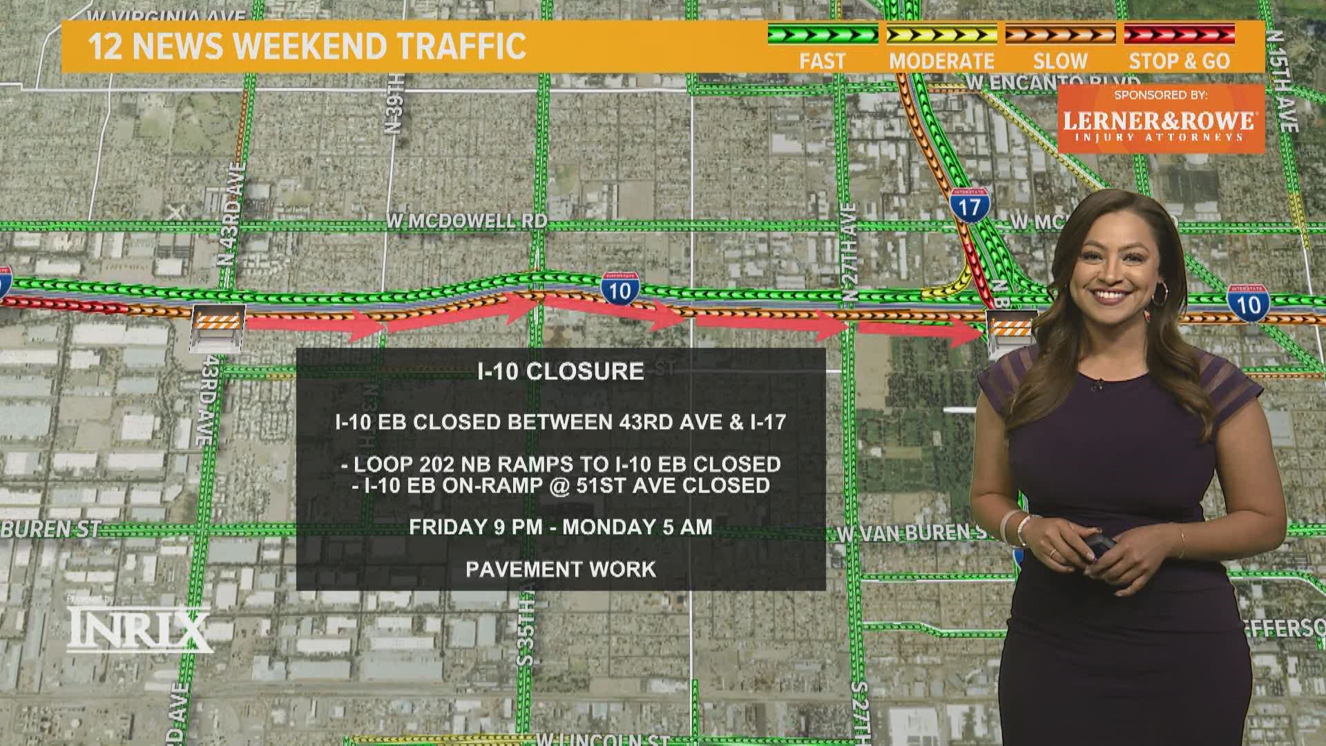 Vanessa Ramirez takes a look at all the closures and detours on Valley roads for the weekend of April 1, 2022.