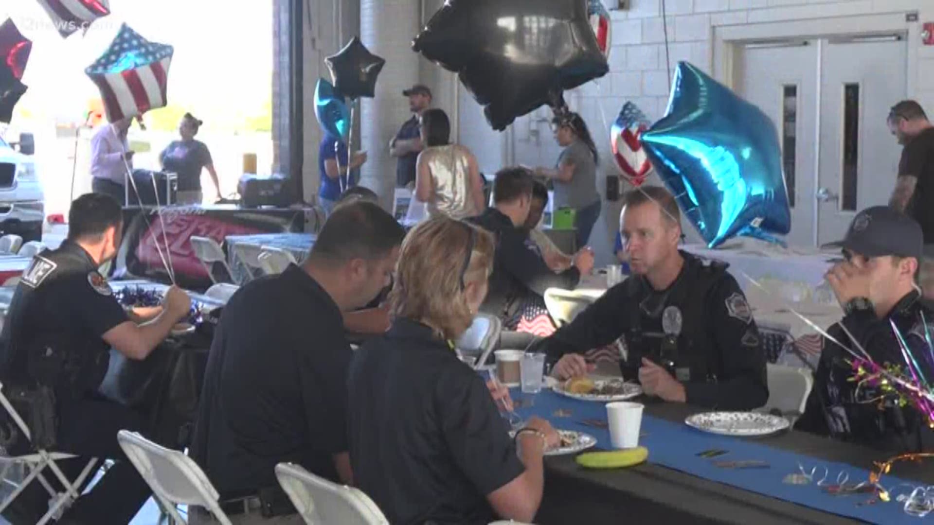 Joshua Kinnard Foundation hosts breakfast for law enforcement, veterans, and the public in Chandler to raise awareness about mental health issues and interact with the community.