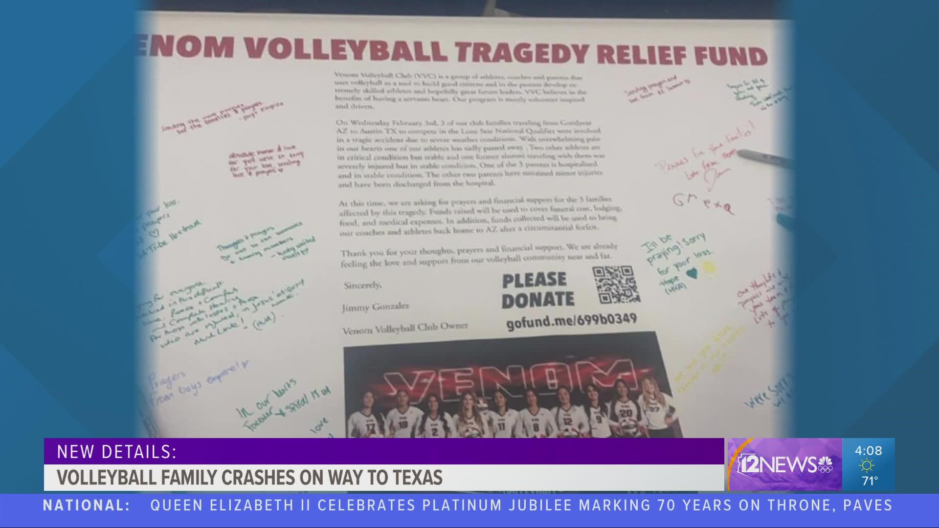 A member of a girls’ volleyball club team in the Valley died while she and her teammates were traveling to Texas for a tournament.