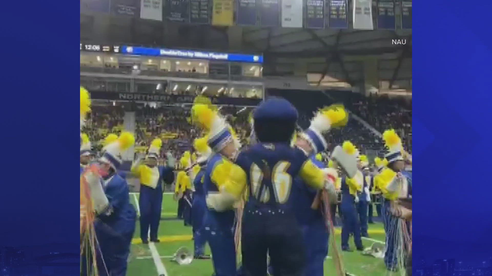 The band was surprised with the news and a check for $10,000 during halftime of NAU's football game on Saturday. Watch the video above for more.