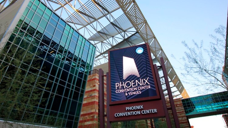 Inside the Phoenix Convention Center, site of the Super Bowl