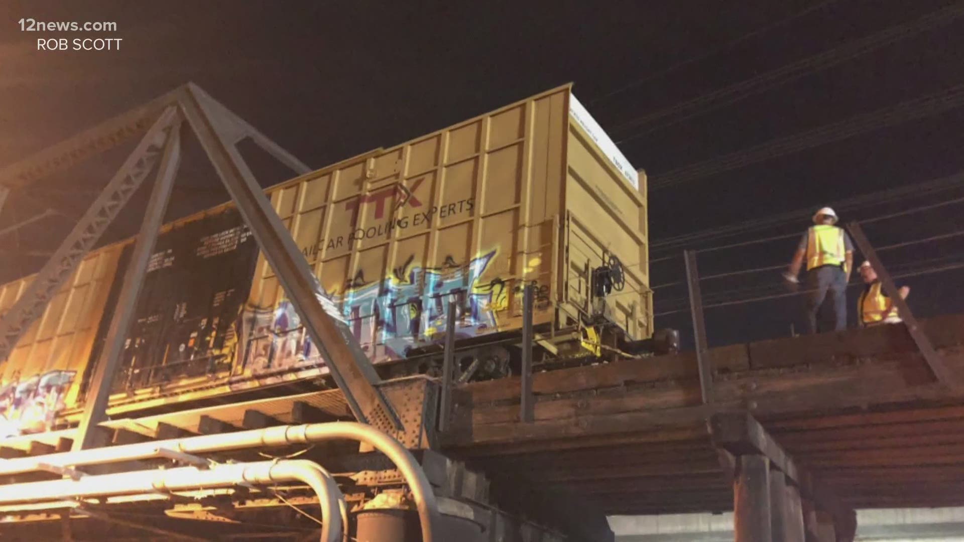 On June 26th, another train derailed on the same bridge where a train derailed at caught fire Wednesday. 12 rail cars had derailed damaging rail and bridge ties.