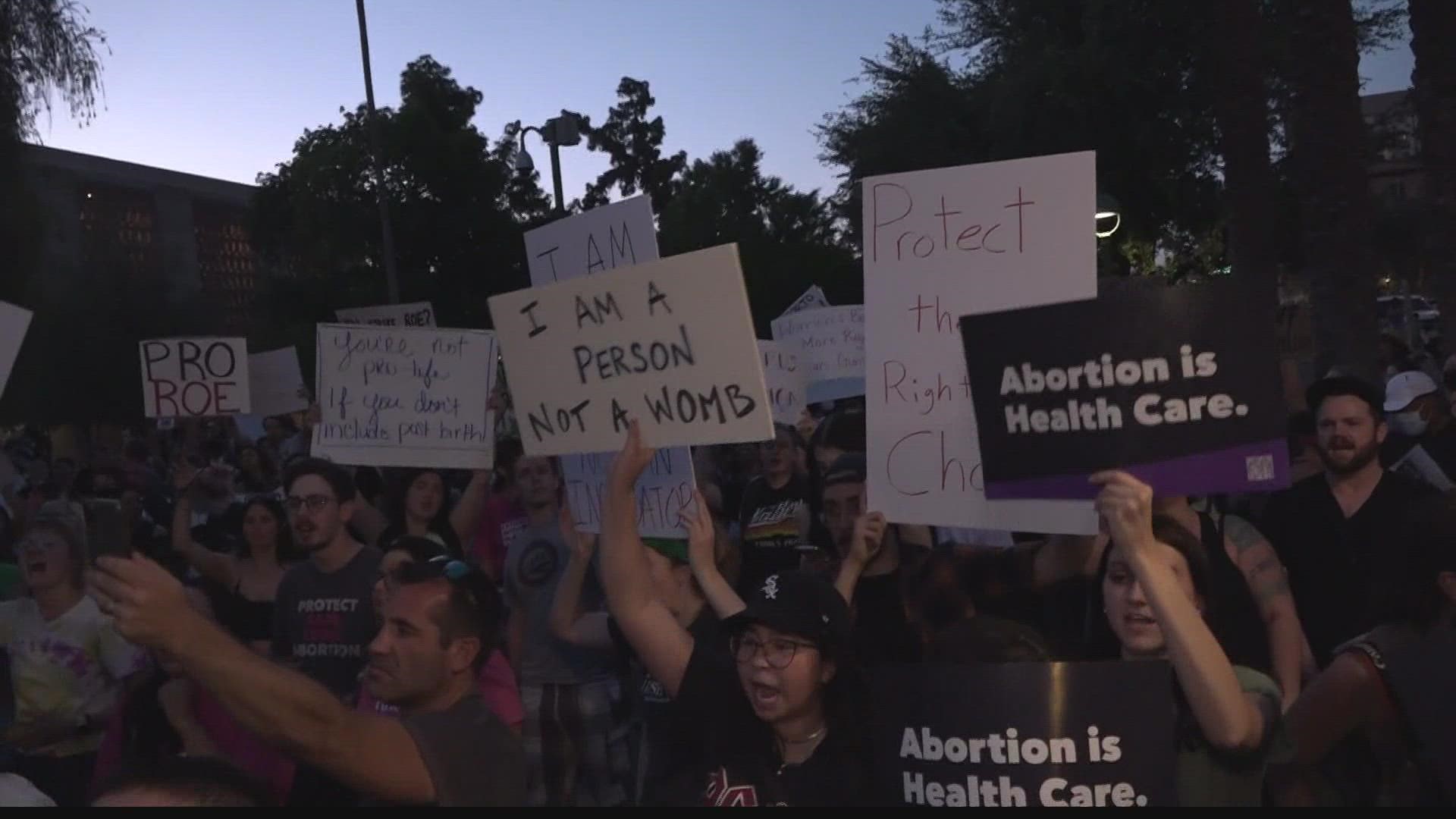 Emotions ran high at the Arizona capitol Tuesday night more than 24 hours after a draft of the Supreme Court’s decision to overturn Roe v. Wade was leaked.