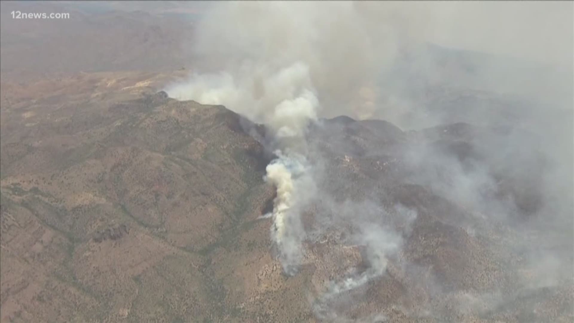 The Woodbury Fire burning in the Superstition Wilderness has burned more than 65,000 acres since it sparked on June 8. Miami High School in Miami, Arizona, which is roughly 12 miles away from the fire, hosted a community meeting about the Woodbury Fire.