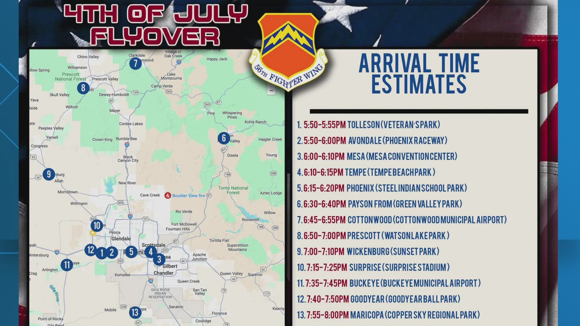 Several F-35 jets from Luke Air Force Base will be conducting a flyover on the Independence Day holiday.