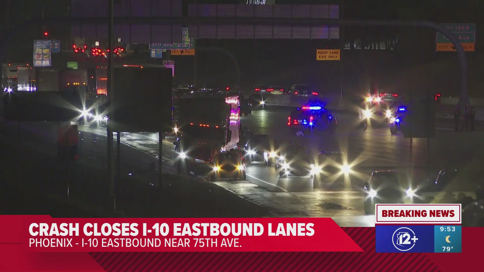 The Arizona Department of Transportation says all traffic on Interstate 10 must exit at or before 67th Avenue in west Phoenix. 