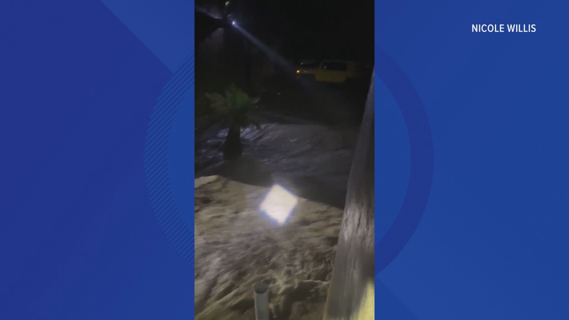 A flash flood on the beach near Bahía de los Ángeles on Aug. 20, 2023 after remnants of Hurricane Hillary moved through the area.