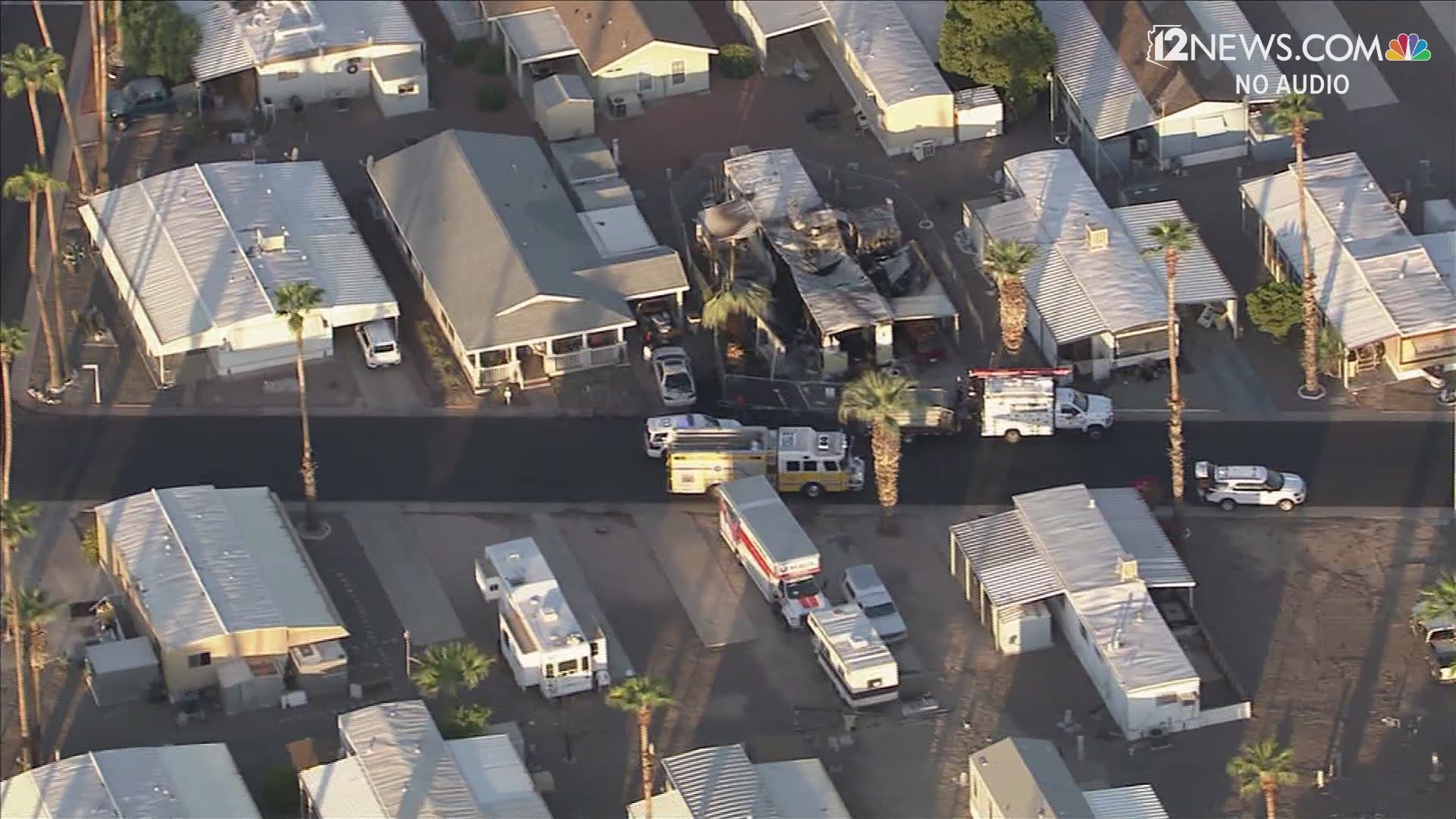 Sky 12 was over the aftermath of a trailer fire in Glendale on Thursday. Crews continue to investigate the scene near 51st and Glendale avenues.