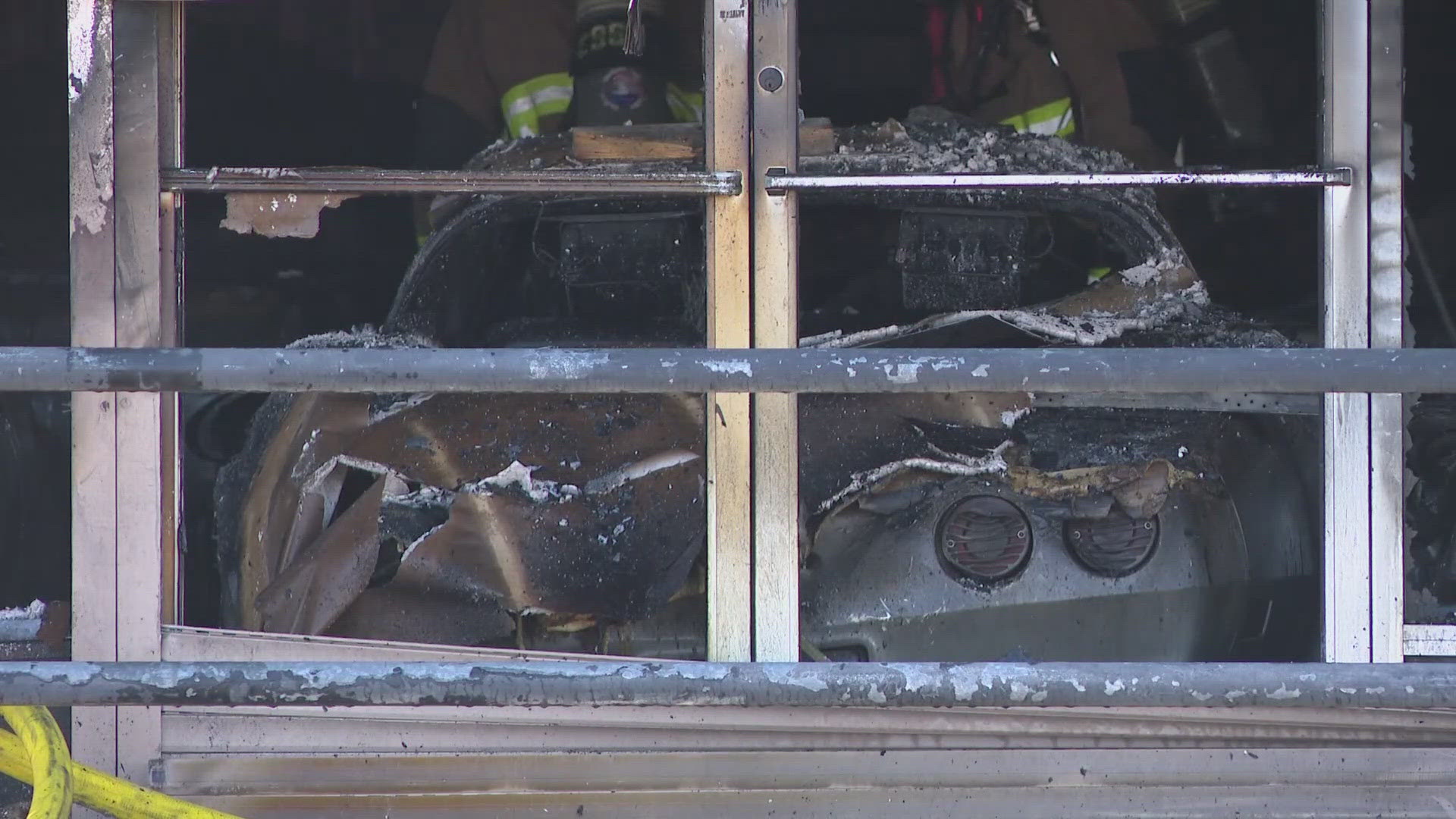 Officials say the fire started from just one car and then spread to roughly 15 others in the building. 