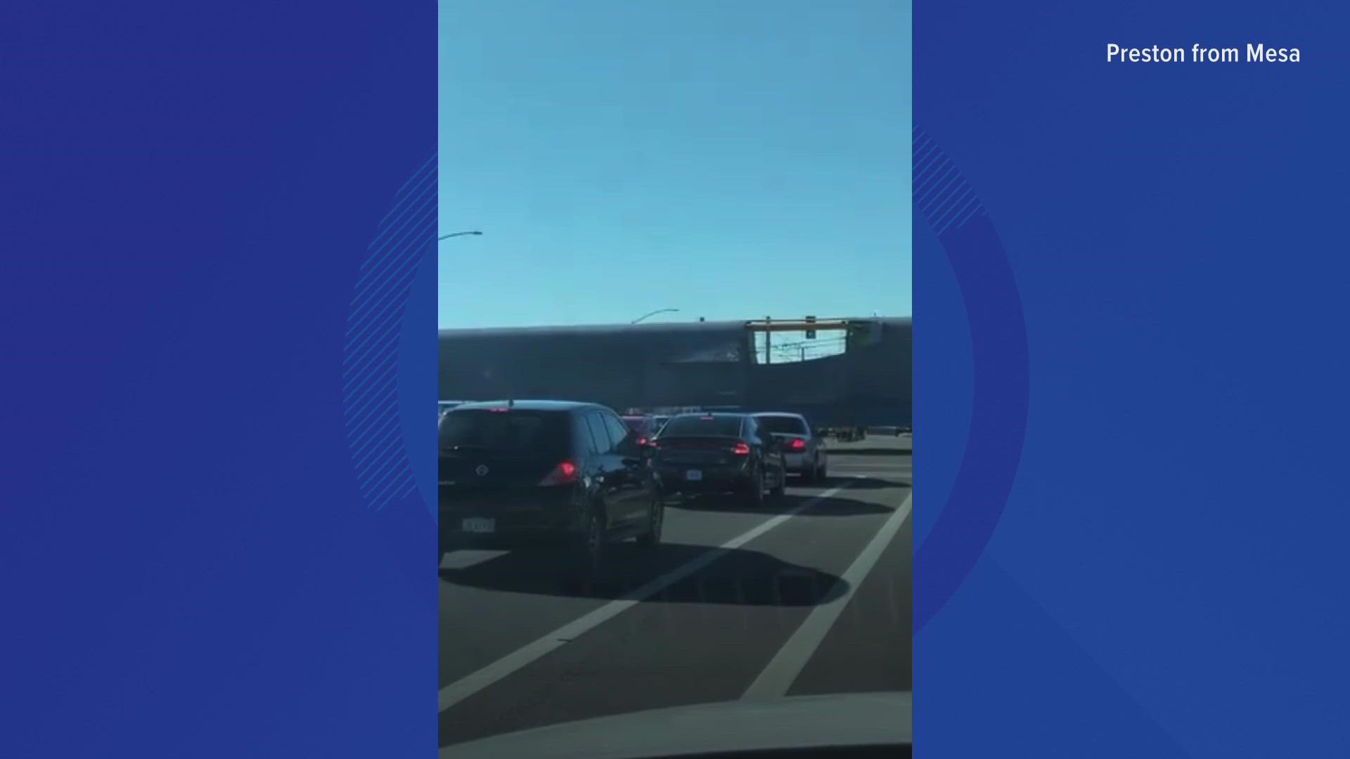 A decommissioned B-52 bomber made its way through Gilbert and Mesa as it traveled to its new home in Oklahoma. Video courtesy Preston from Mesa.