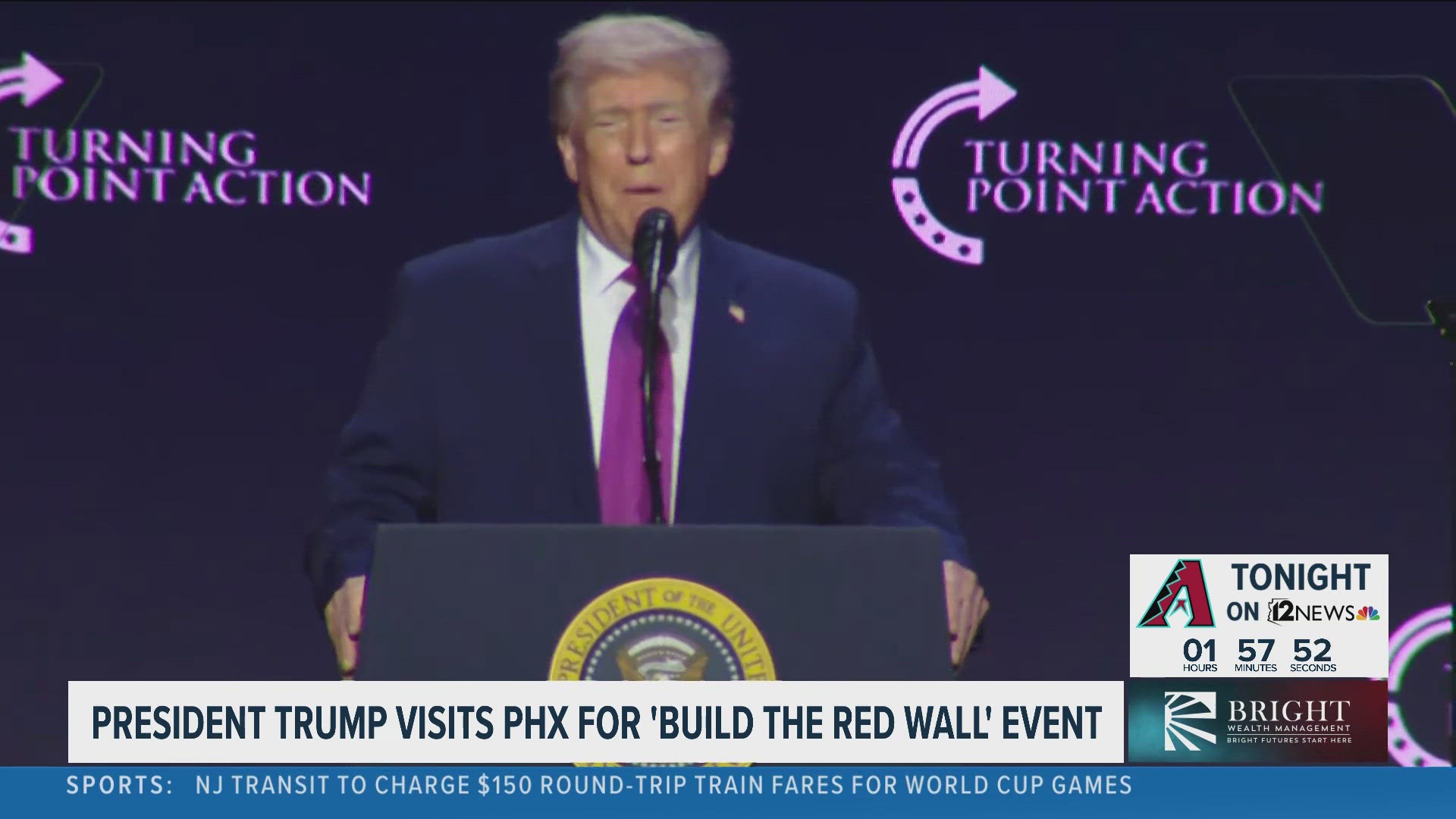 Turning Point Trump Rally Inside Turning Point event attended by President Trump | 12news.com