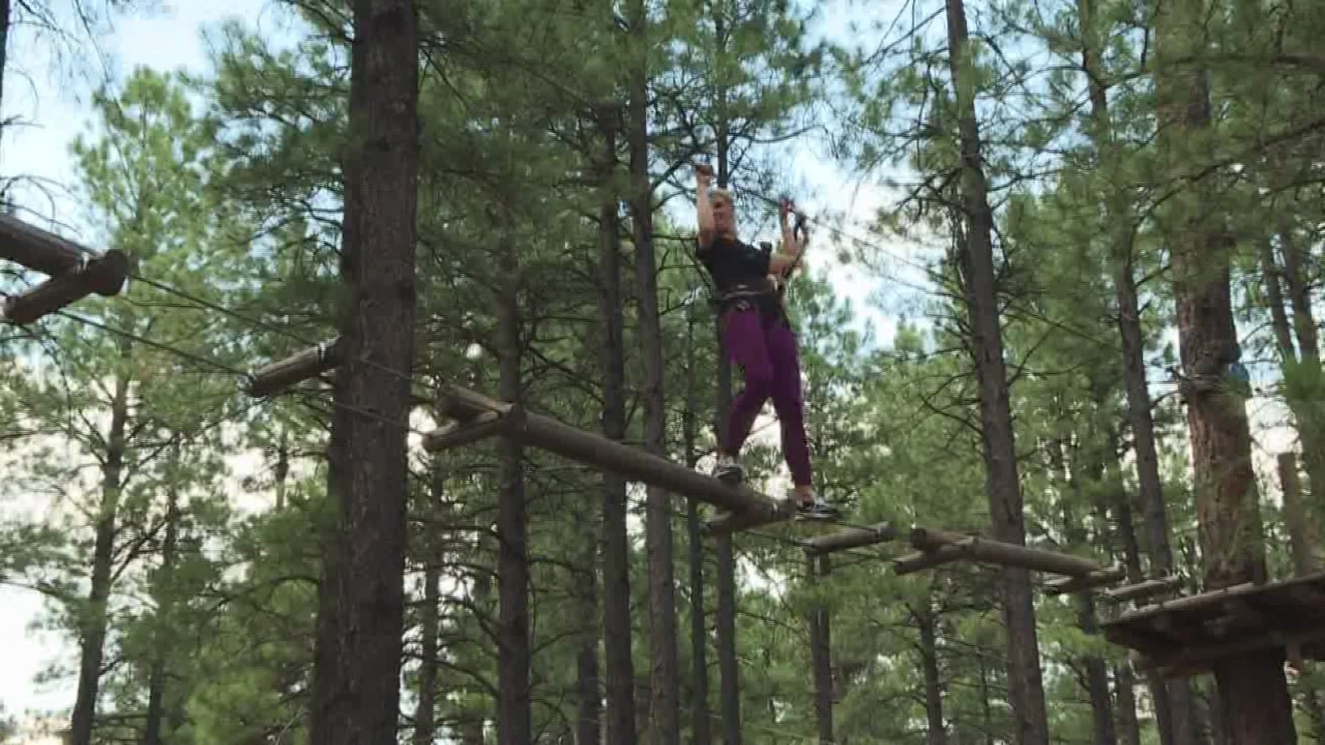 Enjoy the obstacle course and zipline down 377 feet of cable at the Flagstaff Extreme Adventure Course