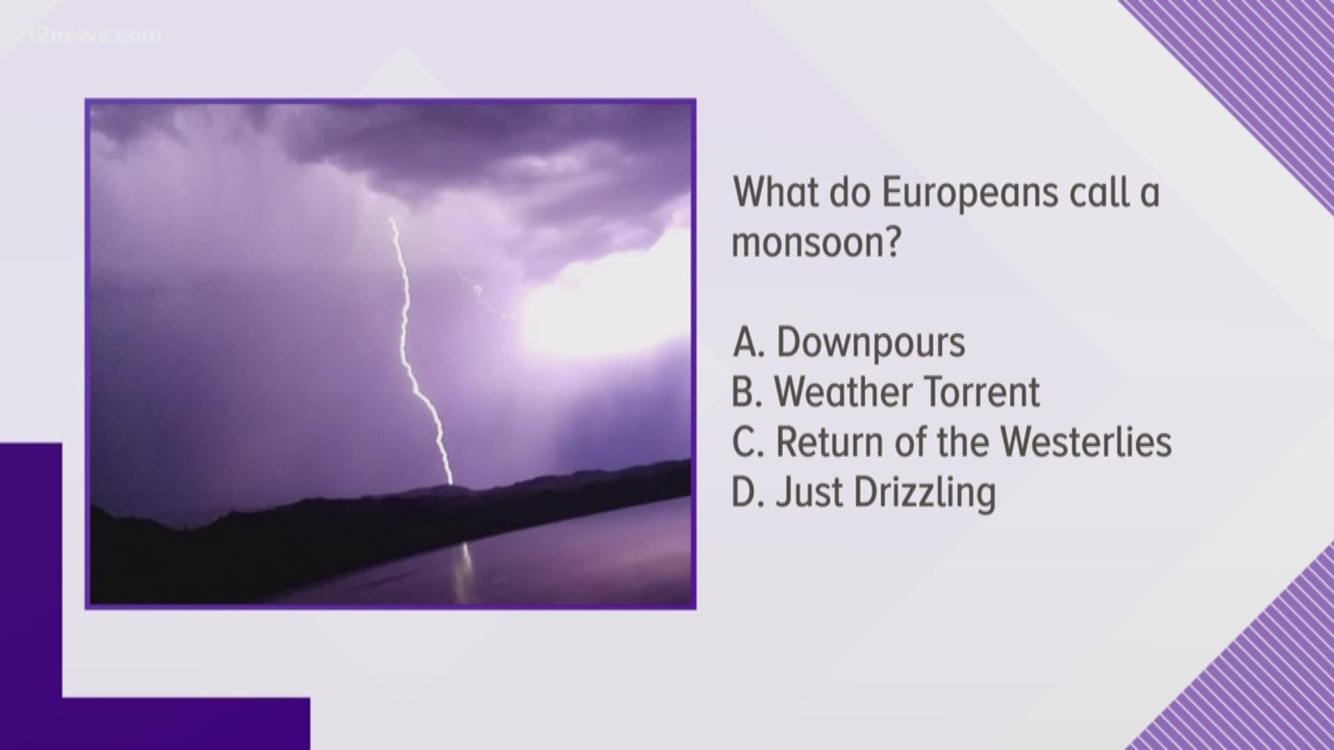 Juicy Questions: Europeans call a monsoon storm WHAT? 