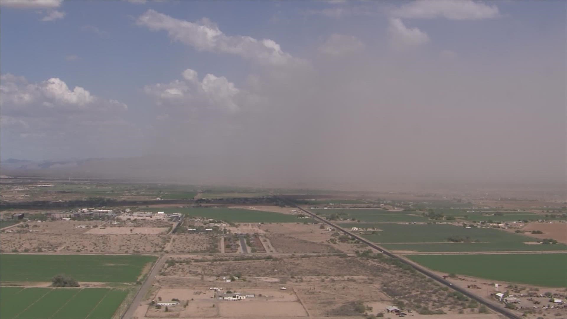 Sky 12 captured the dust storm on Monday afternoon near Chandler.