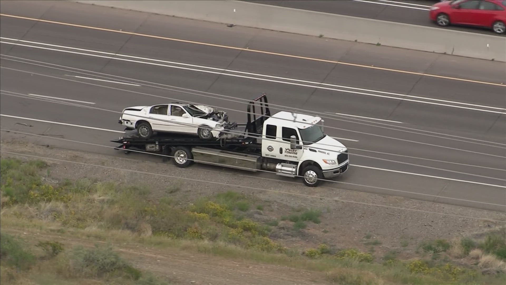 The Arizona Department of Public Safety says two people have life-threatening injuries and all of southbound I-17 near State Route 303 is open.