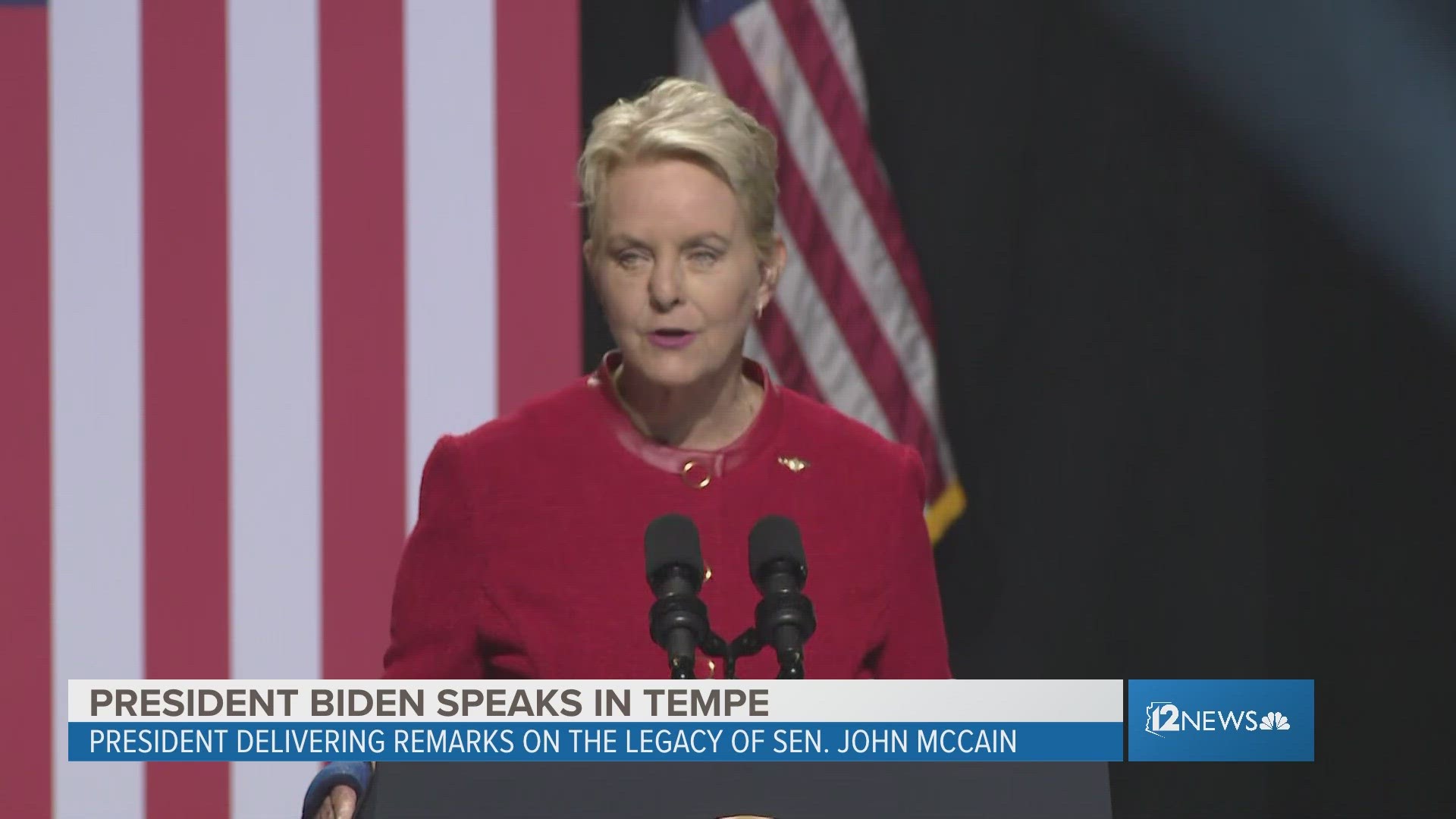 Cindy McCain speaks at a Tempe event announcing the new national library honoring her late husband, Sen. John McCain.