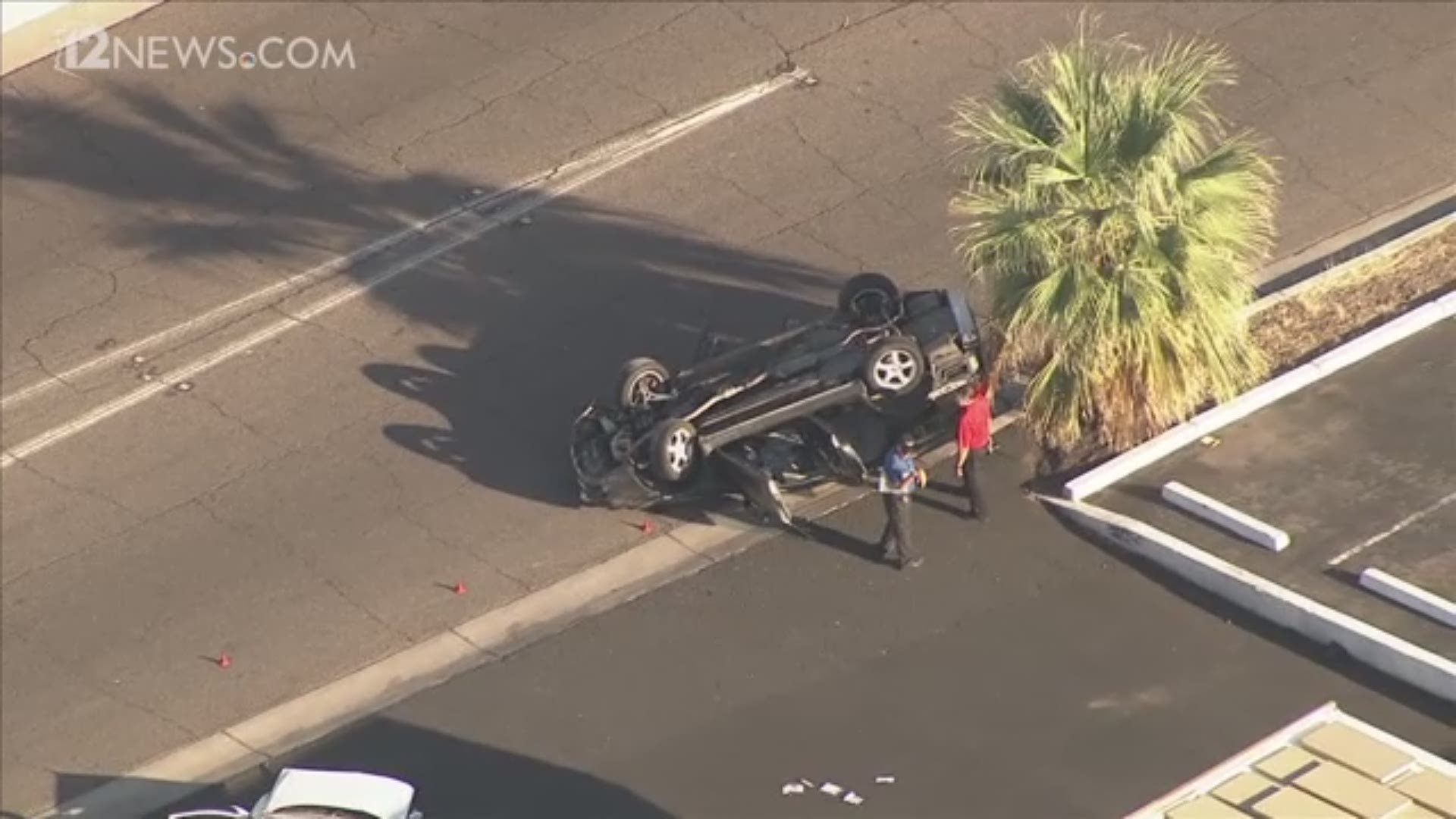 1 dead, vehicle overturned in crash on I-17 frontage road | 12news.com