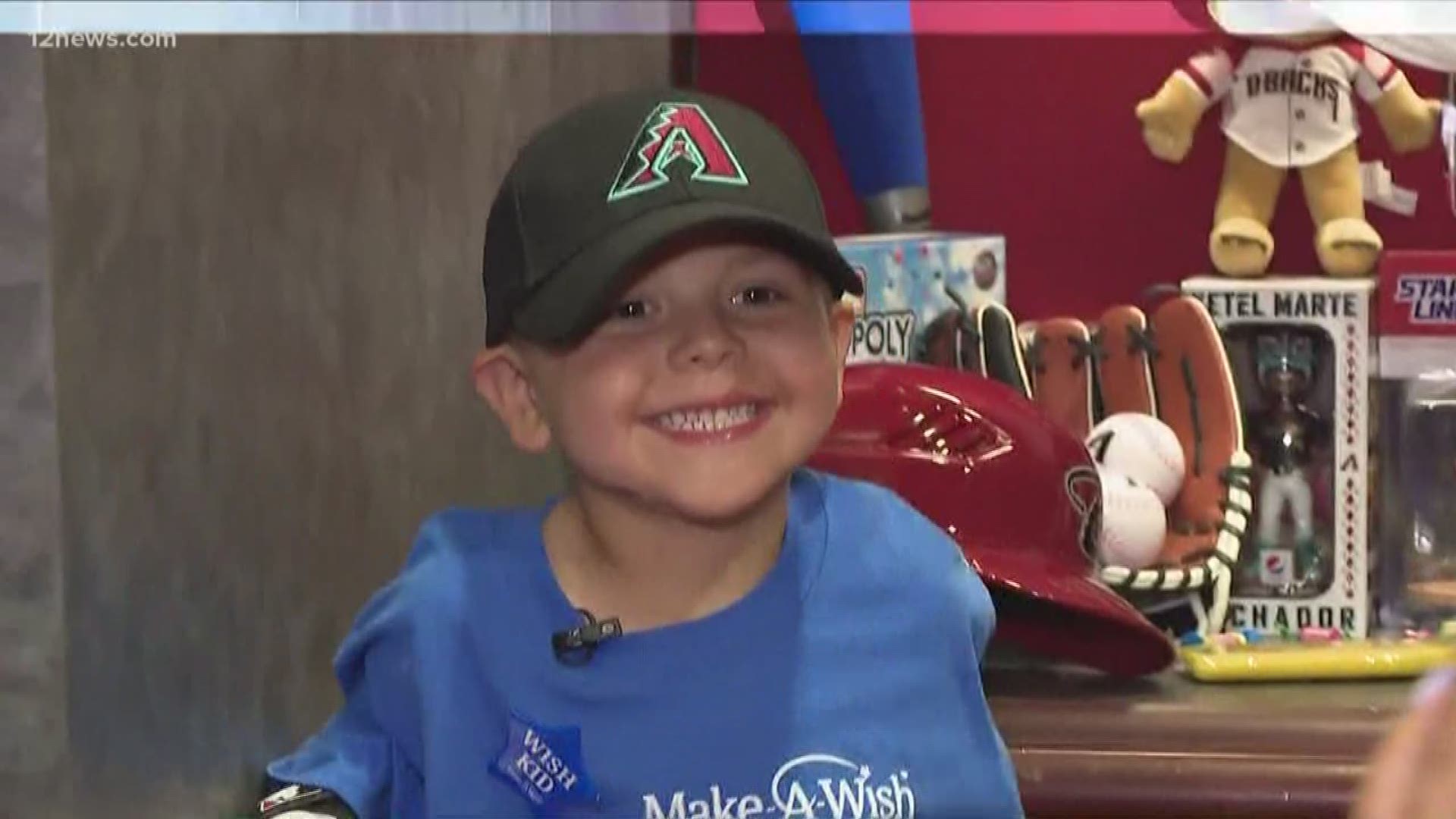 5-year-old Ayden Smith, who is currently being treated for leukemia, was granted a big wish by the Make-A-Wish Foundation. He got the chance to be an honorary member of the Diamondbacks for the day.