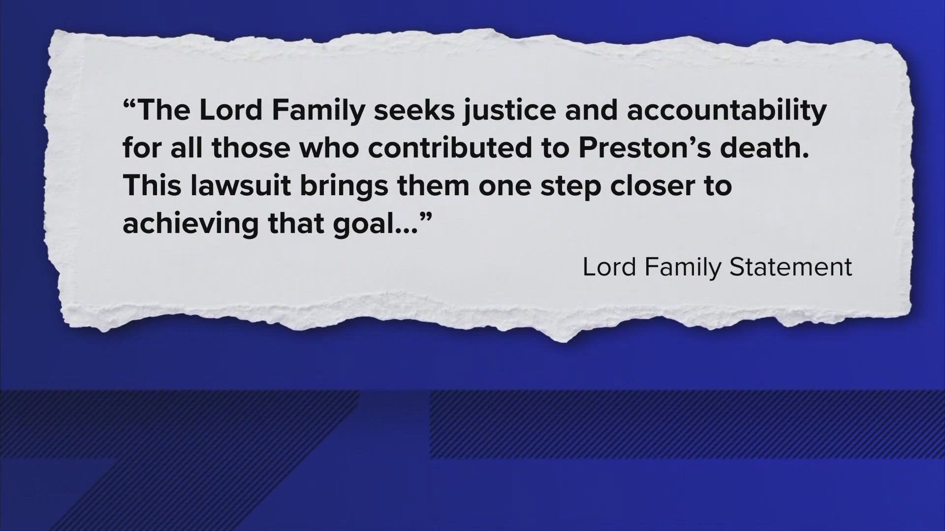 Preston Lord’s parents have filed a lawsuit after their son was assaulted and killed at a Halloween party last year.