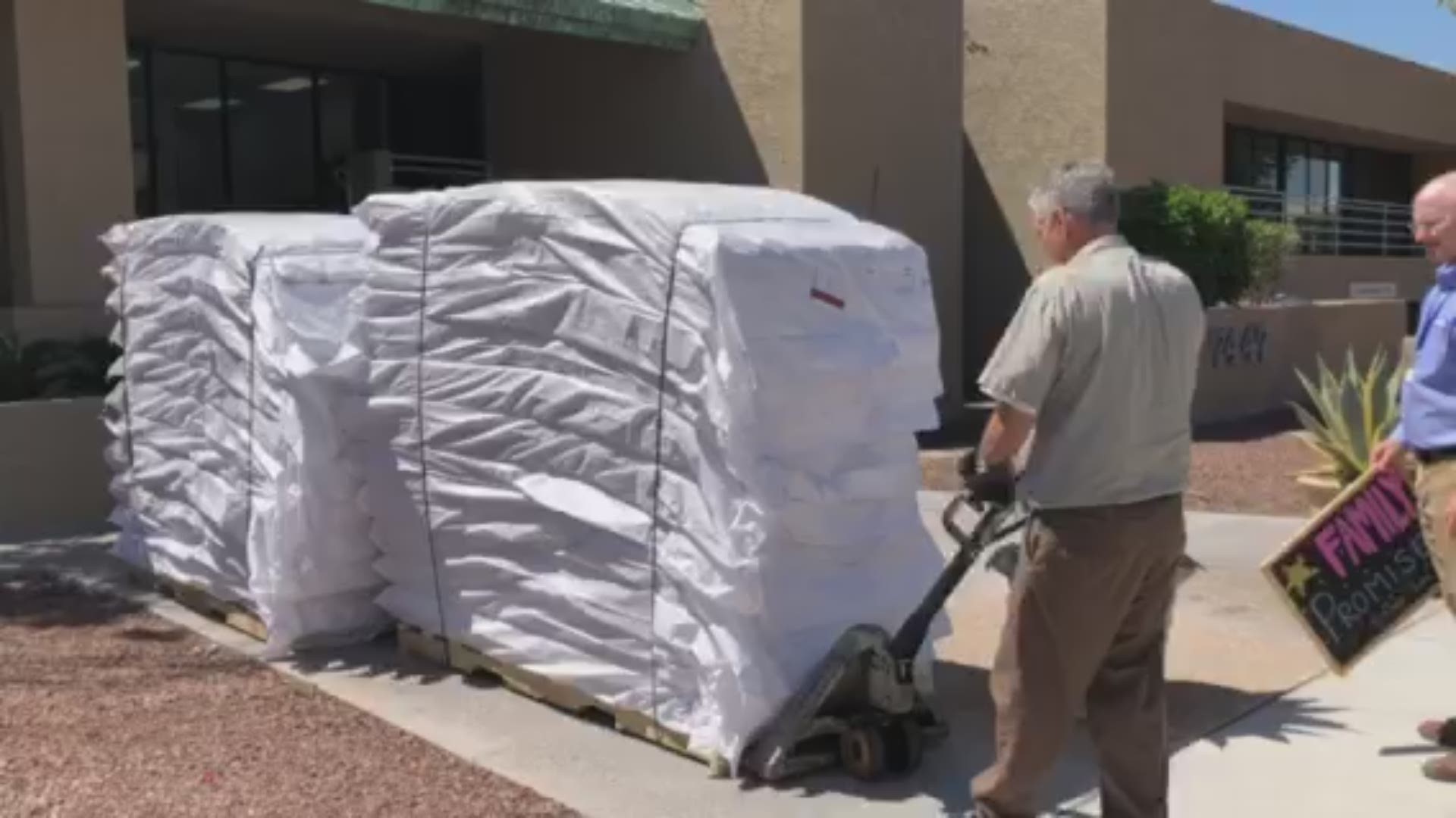 Dozens of mattresses delivered to shelter Friday