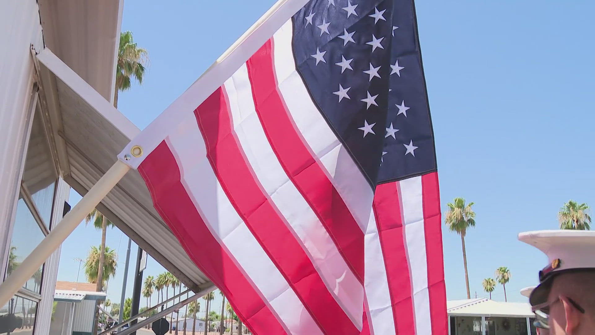 Marines surprised the WWII veteran at his home with a flag ceremony.