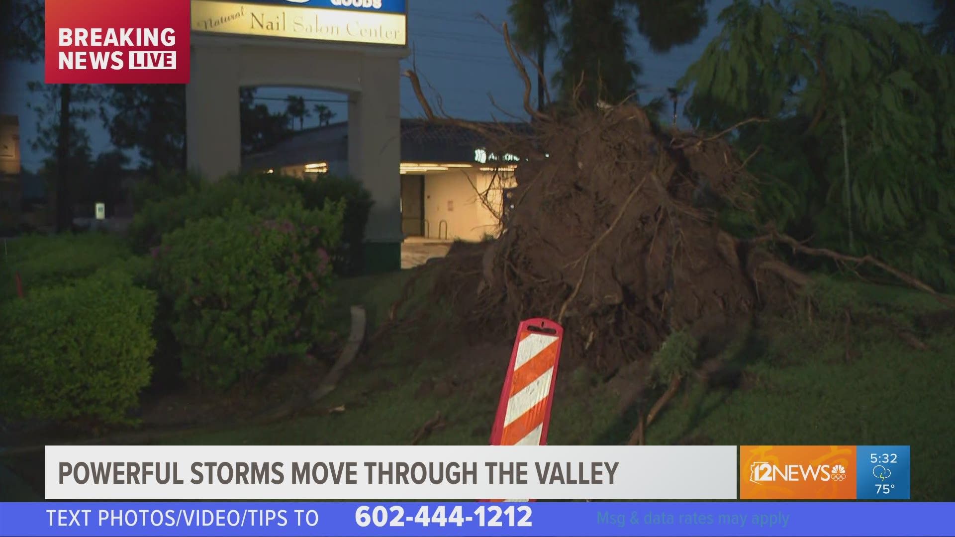 A monsoon storm moved through the Valley overnight Thursday and caused damage in several places. Trisha Hendricks has the story.
