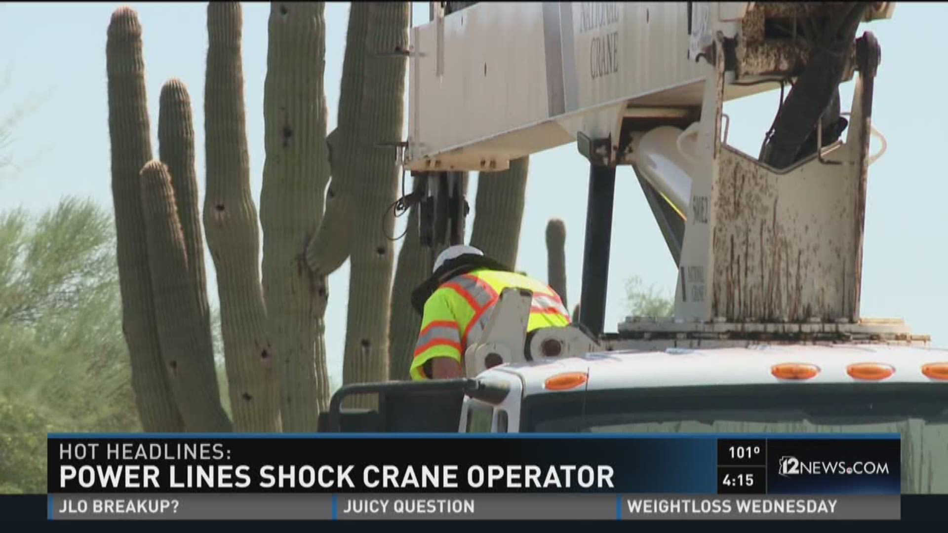 Power lines shock crane operator