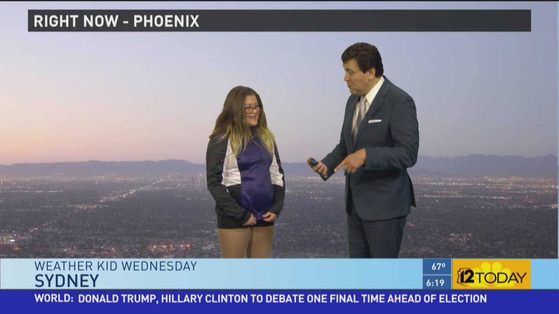 Sydney from Cave Creek helps Jiimmy Q give the Wednesday morning forecast.
