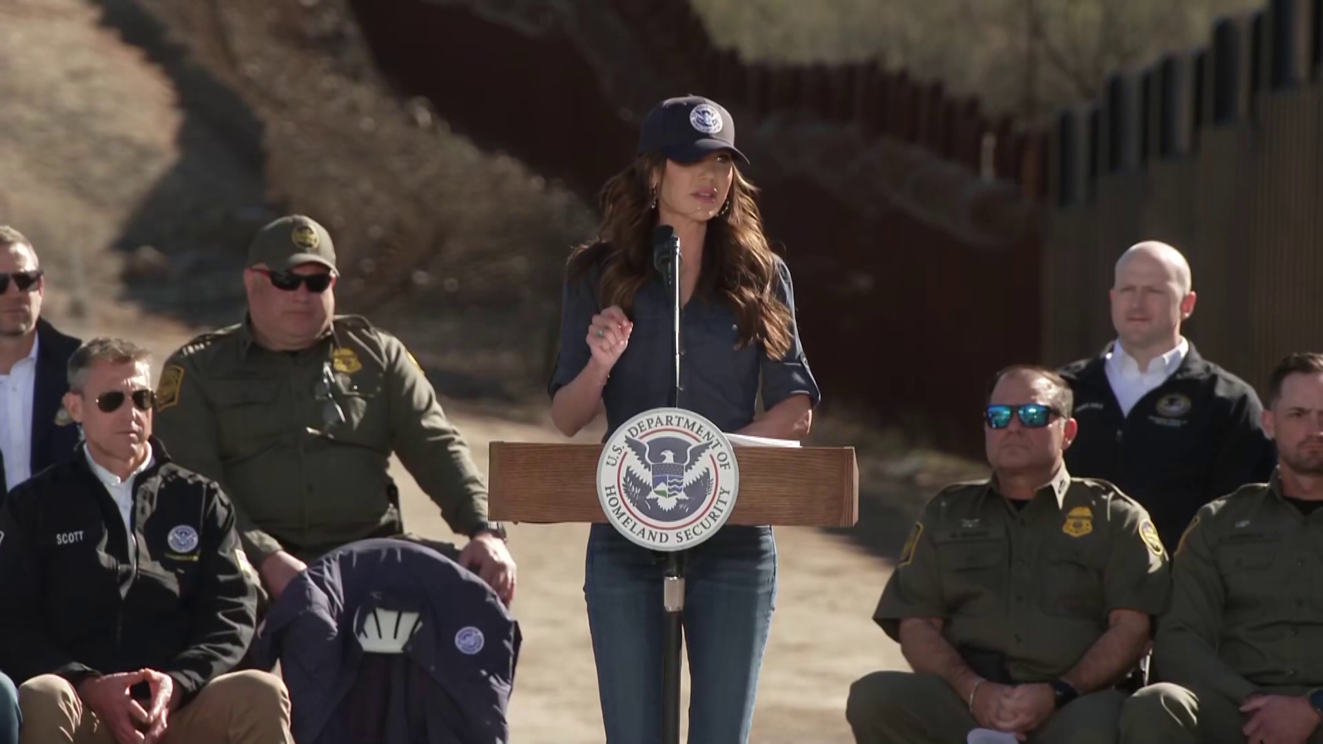 Homeland Security Secretary Kristi Noem makes 'major border wall ...