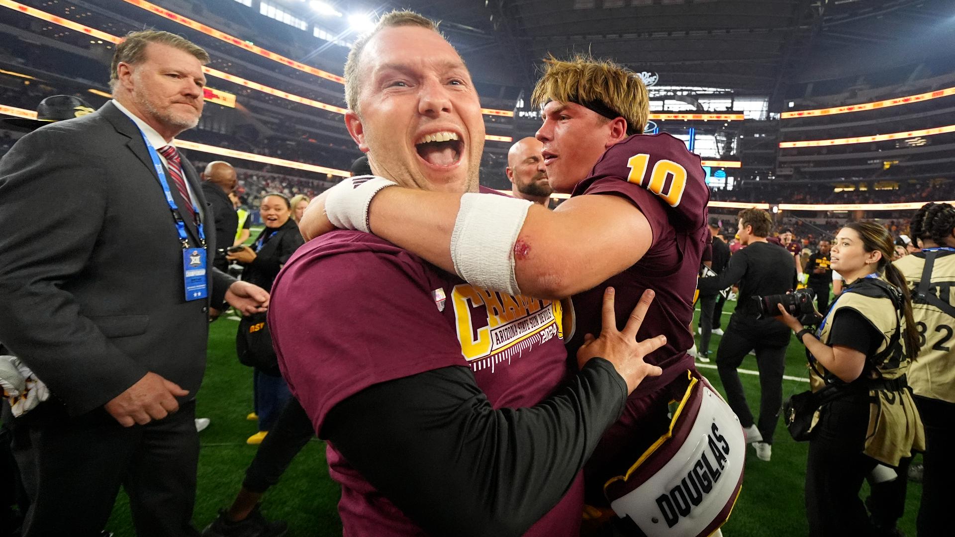 ASU head coach Kenny Dillingham talks about making the College Football Playoff, getting a 1st round bye and playing in the Peach Bowl on New Year's Day in Atlanta.