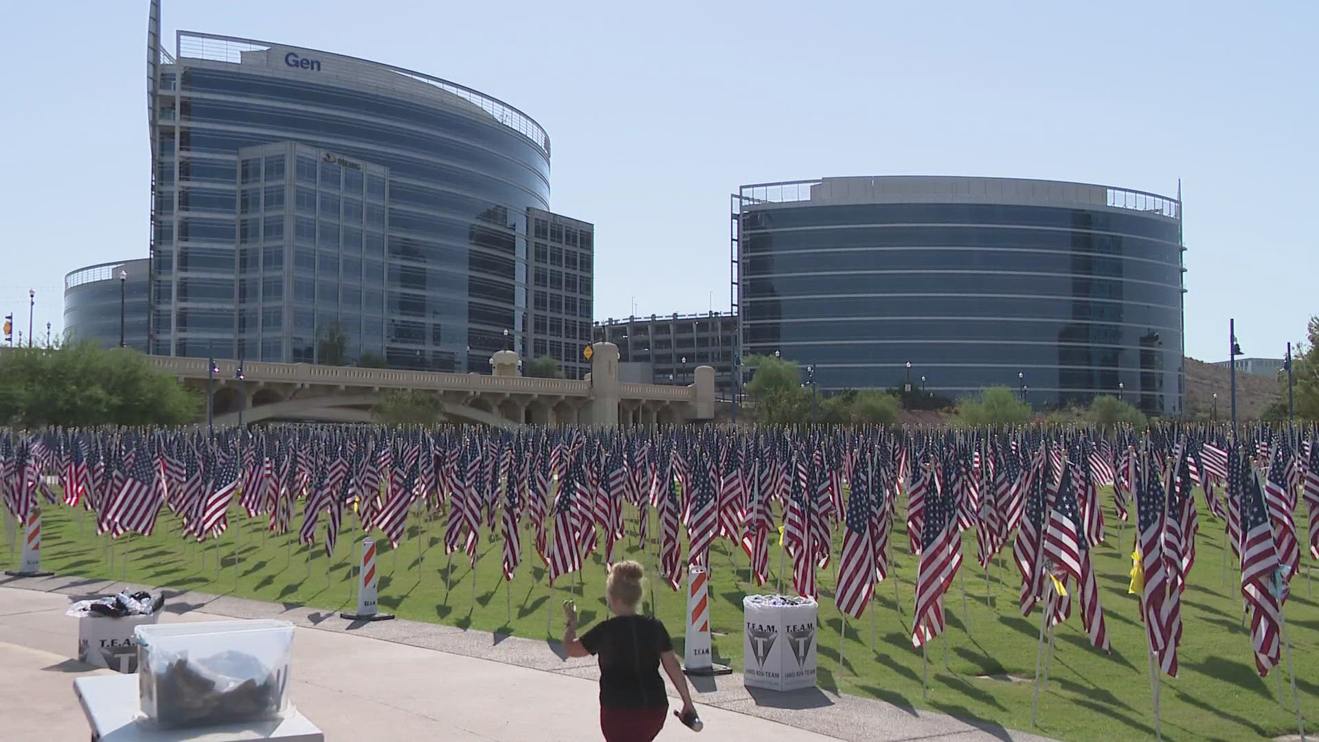 Arizonans are honoring those who lost their lives in the Sept. 11 attacks by placing flags in their honor at Tempe's healing field.