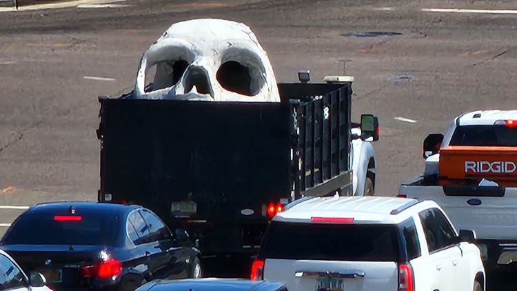 There's a giant skull being driven around Scottsdale. Here's why