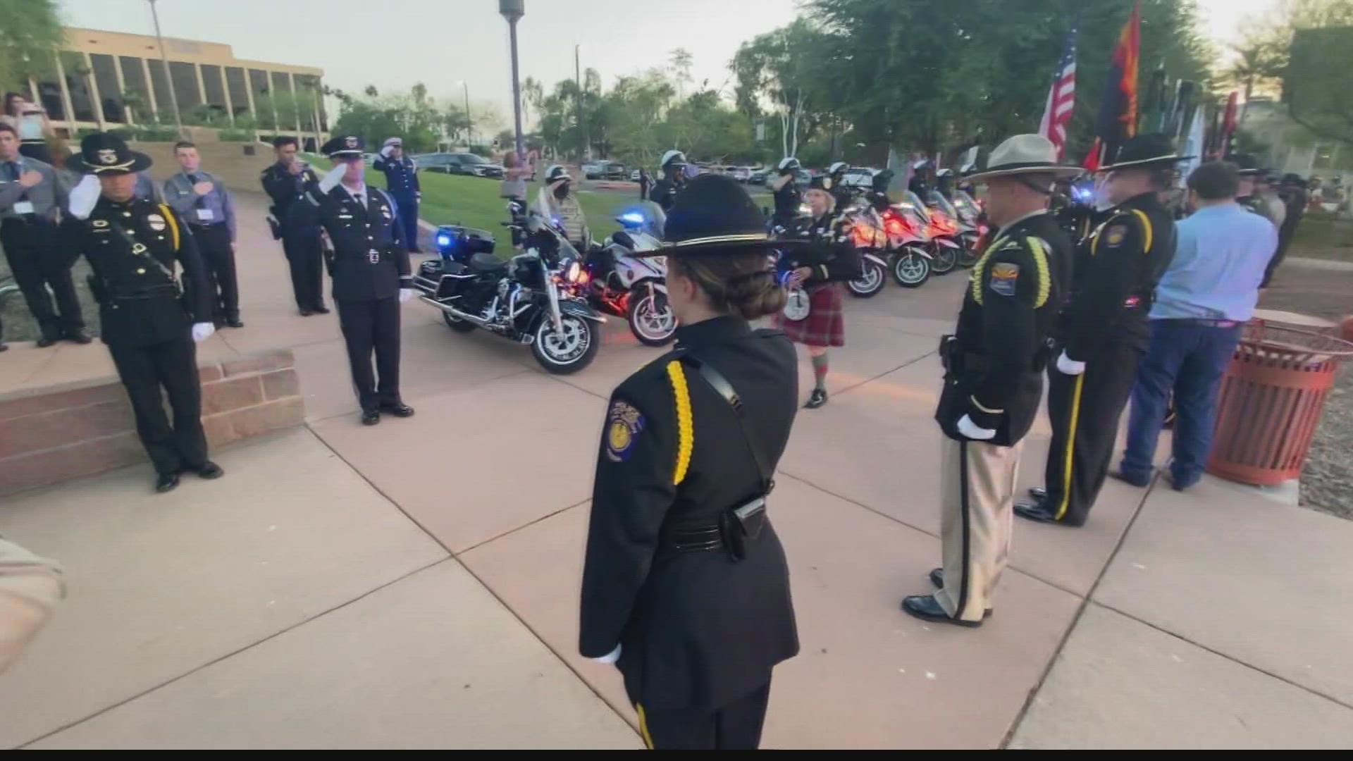 Attorney General Mark Brnovich and Governor Doug Ducey gathered with members of local, statewide, and federal law enforcement, family and colleagues to honor Arizona